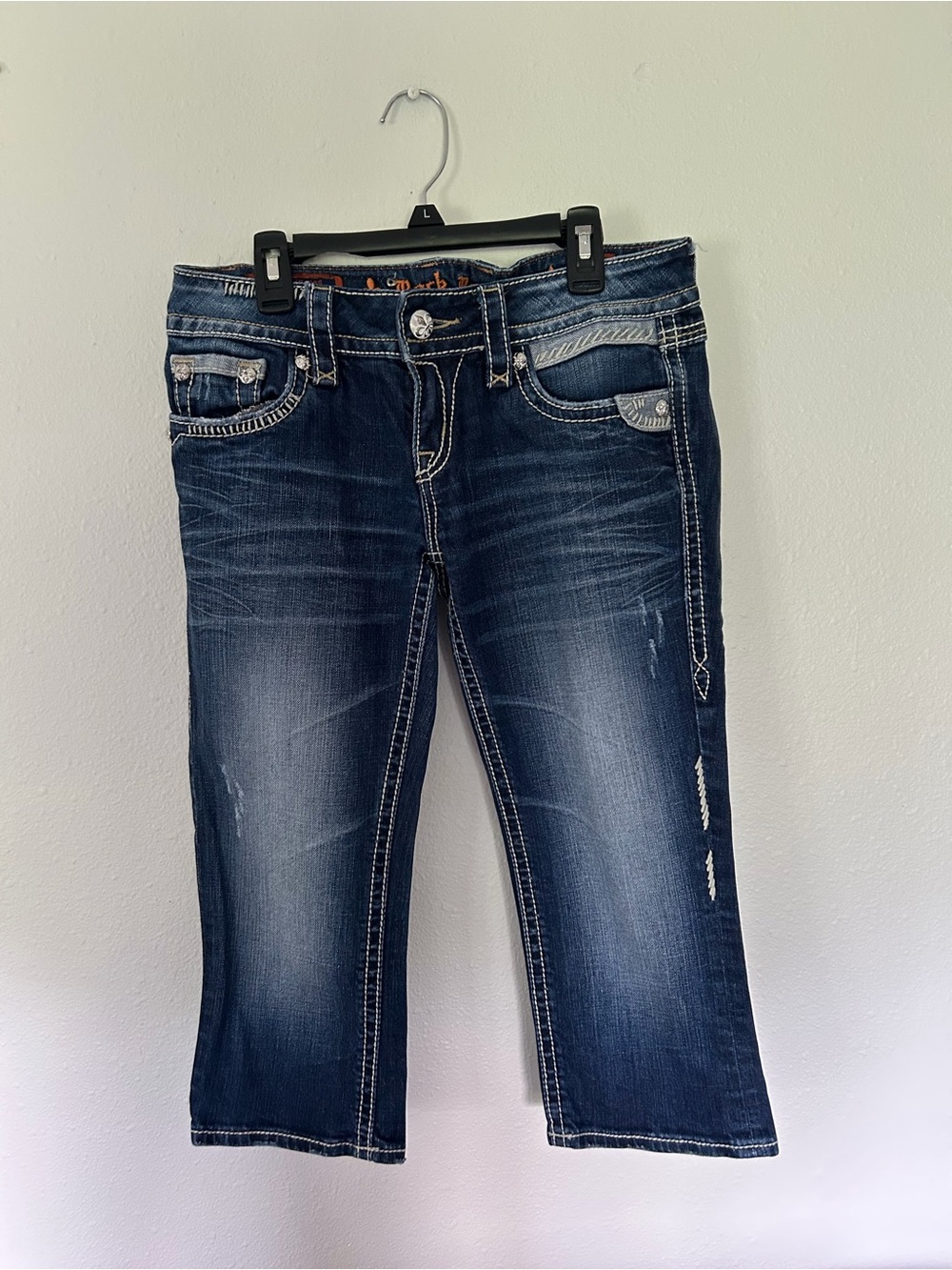 Rock Revival Dark Blue Distressed Ankle Jeans